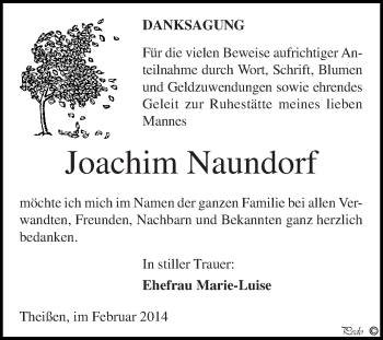 Traueranzeige von Joachim Naundorf von Super Sonntag Zeitz