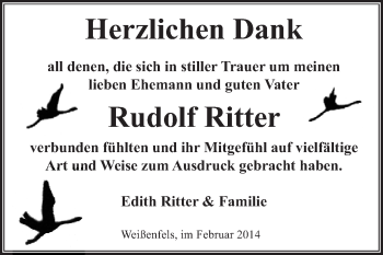 Traueranzeige von Rudolf Ritter von WVG - Wochenspiegel NMB / WSF / ZTZ