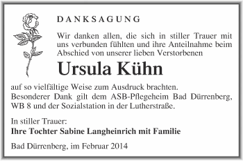 Traueranzeige von Ursula Kühn von Super Sonntag Merseburg