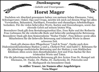 Traueranzeige von Horst Mager von Super Sonntag Dessau / Köthen