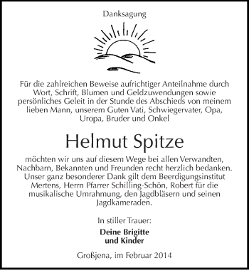 Traueranzeige von Helmut Spitze von Mitteldeutsche Zeitung Naumburg/Nebra