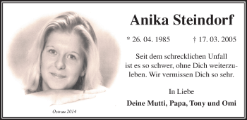Traueranzeige von Anika Steindorf von Mitteldeutsche Zeitung Halle/Saalkreis