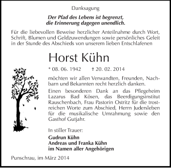 Traueranzeige von Horst Kühn von Mitteldeutsche Zeitung Naumburg/Nebra
