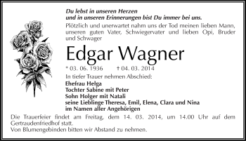 Traueranzeige von Edgar Wagner von Mitteldeutsche Zeitung