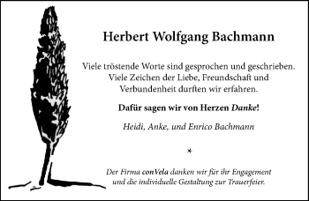 Traueranzeige von Herbert Wolfgang Bachmann von Mitteldeutsche Zeitung Halle/Saalkreis