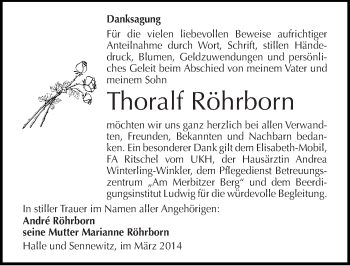 Traueranzeige von Thoralf Röhrborn von Mitteldeutsche Zeitung Halle/Saalkreis