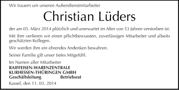 Traueranzeige von Christian Lüders von Mitteldeutsche Zeitung Halle/Saalkreis