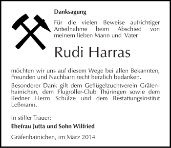 Traueranzeige von Rudi Harras von Mitteldeutsche Zeitung Wittenberg