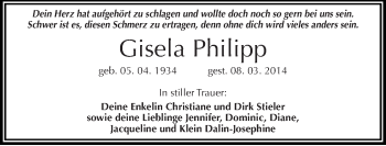 Traueranzeige von Gisela Philipp von Mitteldeutsche Zeitung Bitterfeld