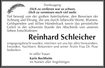Traueranzeige von Reinhard Schleicher von Mitteldeutsche Zeitung Halle/Saalkreis
