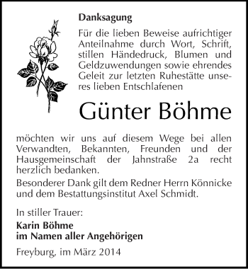 Traueranzeige von Günter Böhme von Mitteldeutsche Zeitung Naumburg/Nebra