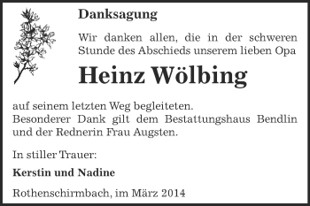 Traueranzeige von Heinz Wölbing von Super Sonntag SGH Mansf. Land