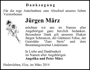 Traueranzeige von Jürgen März von Super Sonntag Quedlinburg