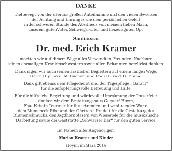 Traueranzeige von Erich Kramer von Super Sonntag Aschersleben