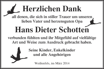 Traueranzeige von Hans Dieter Schotten von WVG - Wochenspiegel NMB / WSF / ZTZ