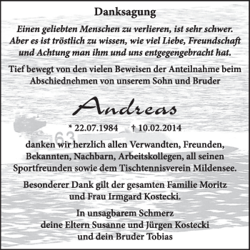 Traueranzeige von Andreas Siebald von Super Sonntag Dessau / Köthen