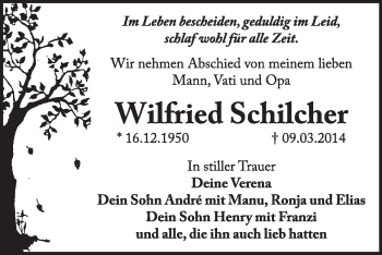 Traueranzeige von Wilfried Schilcher von Super Sonntag Dessau / Köthen