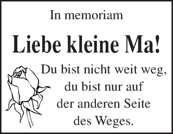 Traueranzeige von kleine Ma  von Mitteldeutsche Zeitung Zeitz