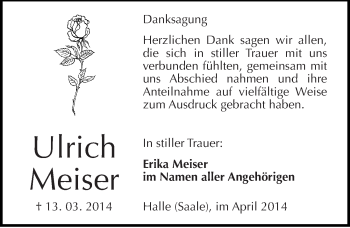 Traueranzeige von Ulrich Meiser von Mitteldeutsche Zeitung Halle/Saalkreis