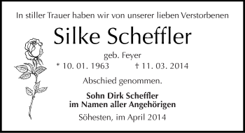 Traueranzeige von Silke Scheffler von Mitteldeutsche Zeitung Weißenfels
