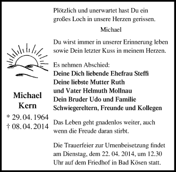 Traueranzeige von Michael Kern von Mitteldeutsche Zeitung Naumburg/Nebra