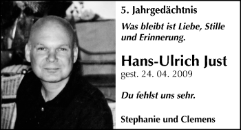Traueranzeige von Hans-Ulrich Just von Mitteldeutsche Zeitung Naumburg/Nebra