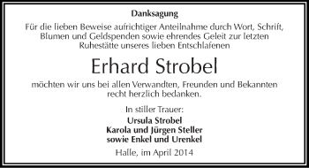 Traueranzeige von Erhard Strobel von Mitteldeutsche Zeitung Halle/Saalkreis