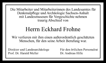 Traueranzeige von Eckhard Frohne von Mitteldeutsche Zeitung Halle/Saalkreis