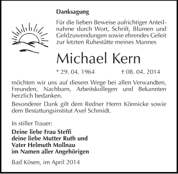 Traueranzeige von Michael Kern von Mitteldeutsche Zeitung Naumburg/Nebra