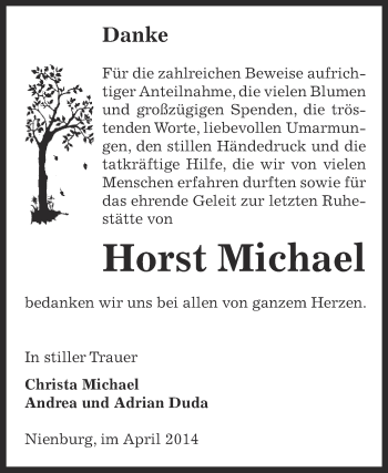 Traueranzeige von Horst Michael von Super Sonntag Bernburg