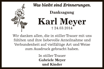 Traueranzeige von Karl Meyer von Super Sonntag Bernburg