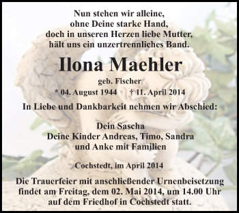 Traueranzeige von Ilona Maehler von WVG - Wochenspiegel Quedlinburg