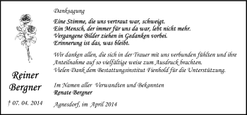 Traueranzeige von Reiner Berger von Mitteldeutsche Zeitung Sangerhausen