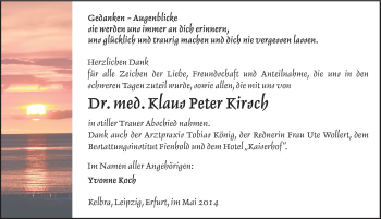 Traueranzeige von Klaus Peter Kirsch von Mitteldeutsche Zeitung Sangerhausen