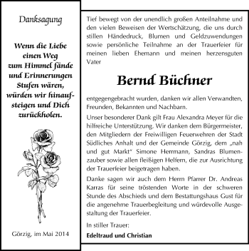 Traueranzeige von Bernd Büchner von Mitteldeutsche Zeitung Köthen