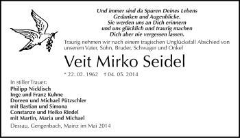 Traueranzeige von Veit Mirko Seidel von Mitteldeutsche Zeitung Dessau-Roßlau