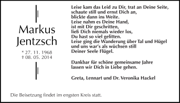Traueranzeige von Markus Jentzsch von Mitteldeutsche Zeitung Halle/Saalkreis