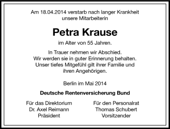 Traueranzeige von Petra Krause von Mitteldeutsche Zeitung Halle/Saalkreis