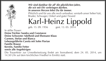 Traueranzeige von Karl-Heinz Lippold von Mitteldeutsche Zeitung Merseburg/Querfurt