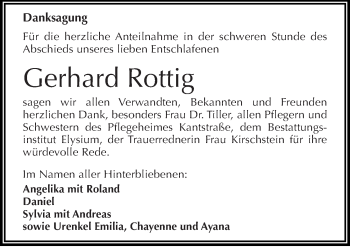 Traueranzeige von Gerhard Rottig von Mitteldeutsche Zeitung Halle/Saalkreis