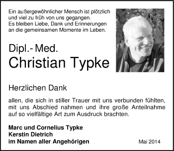 Traueranzeige von Christian Typke von Mitteldeutsche Zeitung Naumburg/Nebra