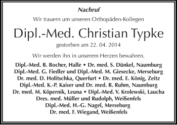 Traueranzeige von Christian Typke von Mitteldeutsche Zeitung