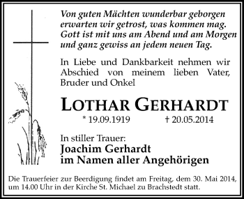 Traueranzeige von Lothar Gerhardt von Mitteldeutsche Zeitung Halle/Saalkreis