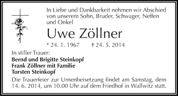 Traueranzeige von Uwe Zöllner von Mitteldeutsche Zeitung Halle/Saalkreis