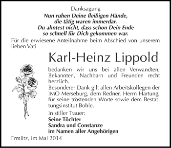 Traueranzeige von Karl-Heinz Lippold von Mitteldeutsche Zeitung Merseburg/Querfurt
