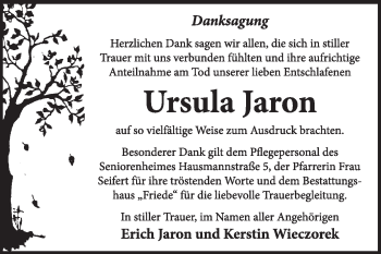 Traueranzeige von Ursula Jaron von Super Sonntag Dessau / Köthen