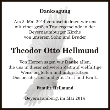 Traueranzeige von Theodor Otto Hellmund von Super Sonntag SGH Mansf. Land