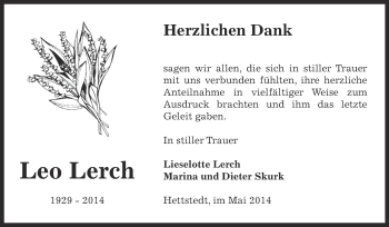Traueranzeige von Leo Lerch von Super Sonntag SGH Mansf. Land