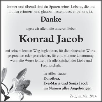 Traueranzeige von Konrad Jacob von Super Sonntag Zeitz