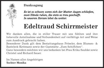 Traueranzeige von Edeltraud Schirrmeister von Super Sonntag Bernburg